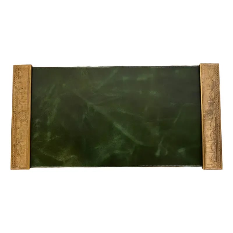 Tiffany Studios New York "Adam" Bronze Doré Blotter Ends With Leather Desk Blotter (1 of 10)