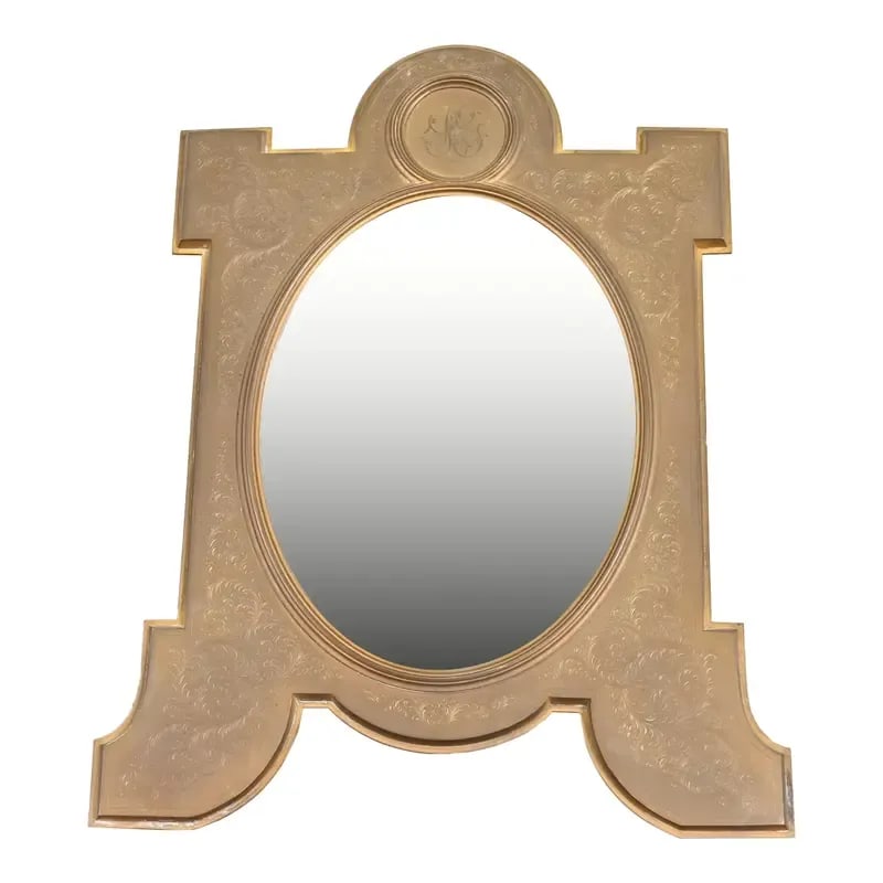 Tiffany & Co. Antique Art Deco Bronze Table Mirror: A gorgeous antique Art Deco or Arts & Crafts bronze table mirror or vanity mirror By Tiffany & Co. (signed to the back) USA, Late 19th Century Measures: 13"W x 11"D x 15"H. Good original vintage condi