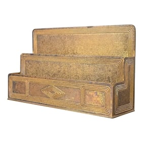 Tiffany Studios New York Graduate Pattern Bronze Doré Letter Rack