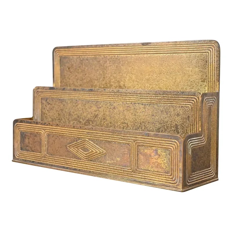 Tiffany Studios New York Graduate Pattern Bronze Doré Letter Rack (1 of 12)