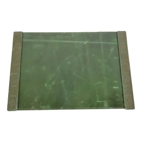 Tiffany Studios New York Graduate Pattern Bronze Blotter Ends With Leather Desk Blotter