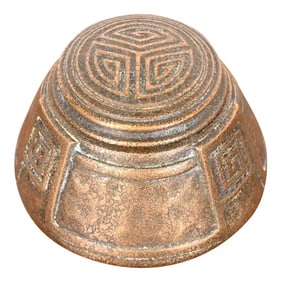 Tiffany Studios New York Greek Key Bronze Doré Inkwell