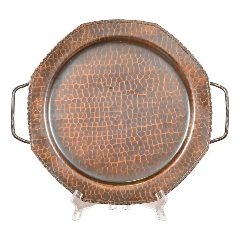 Roycroft Arts & Crafts Hammered Copper Handled Tray (1 of 11)