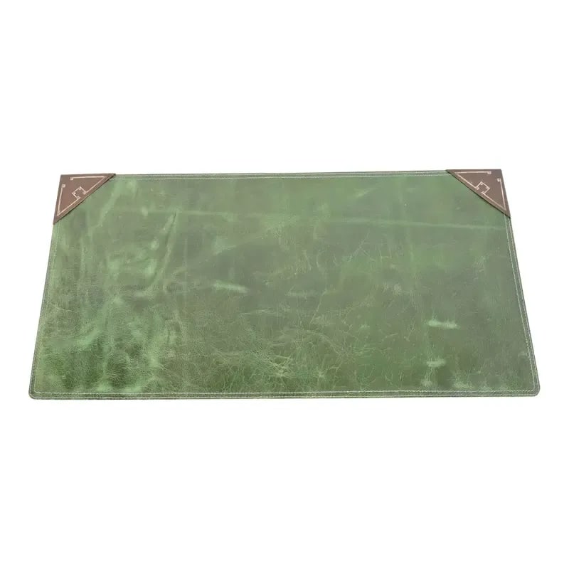 Heintz Arts & Crafts Sterling Silver on Bronze Blotter Corners With Leather Desk Blotter (1 of 11)