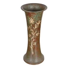 Silver Crest Arts & Crafts Sterling Silver on Bronze Vase
