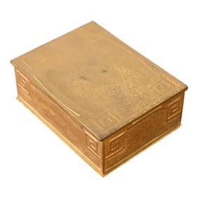 Tiffany Studios New York Greek Key Bronze Doré Cigar Box, Circa 1910