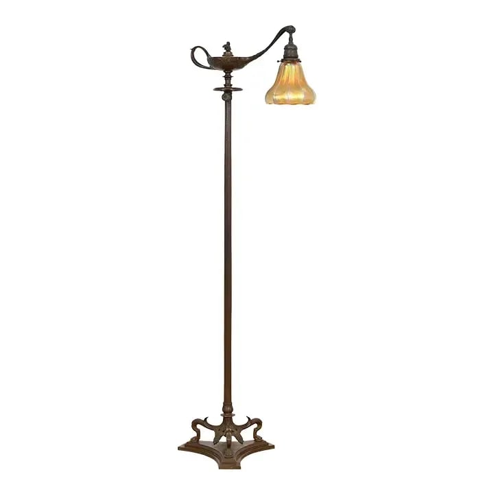 Tiffany Studios New York Aladdin Bronze and Favrile Glass Floor Lamp (1 of 12)