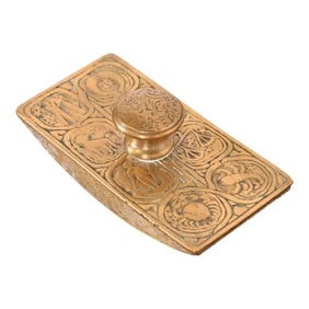 Tiffany Studios New York Zodiac Bronze Doré Rocker Blotter