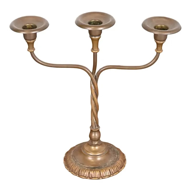Tiffany Studios New York Bronze Three-Light Candelabrum, 1920s (1 of 10)