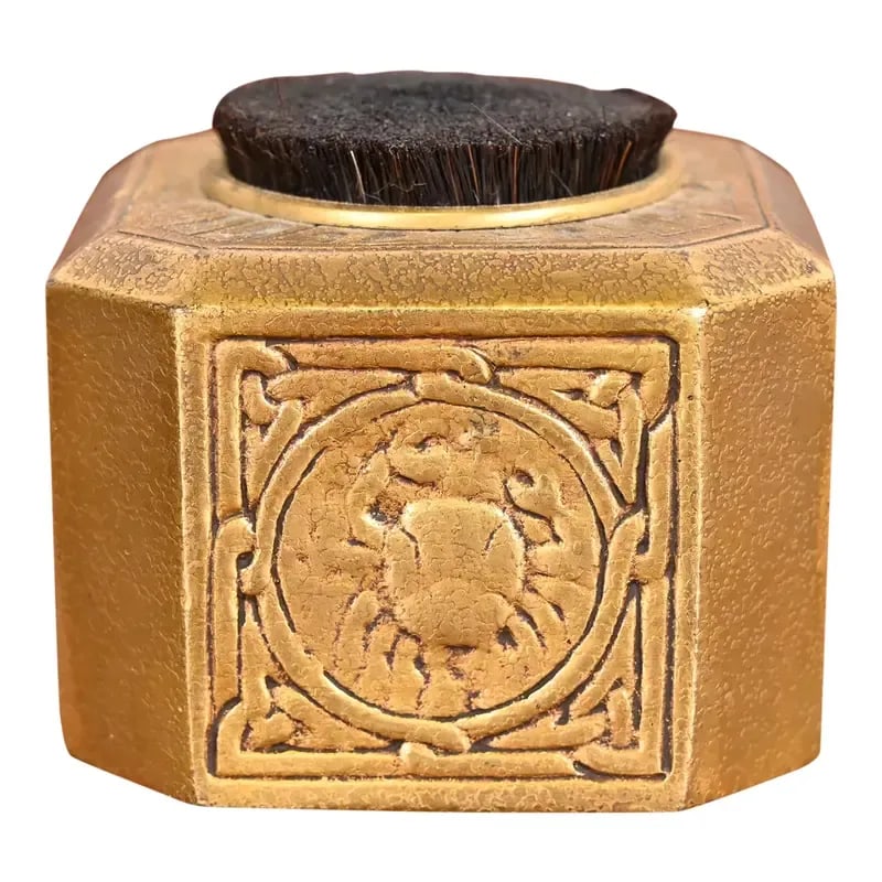 Tiffany Studios New York Zodiac Bronze Doré Pen Brush (1 of 11)