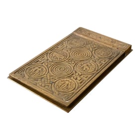 Tiffany Studios New York Zodiac Bronze Doré Notepad Holder