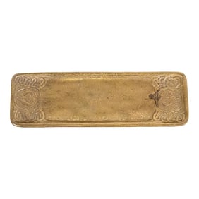 Tiffany Studios New York Zodiac Bronze Doré Pen Tray