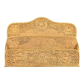 Tiffany Studios New York 'Zodiac' Bronze Doré Letter Rack