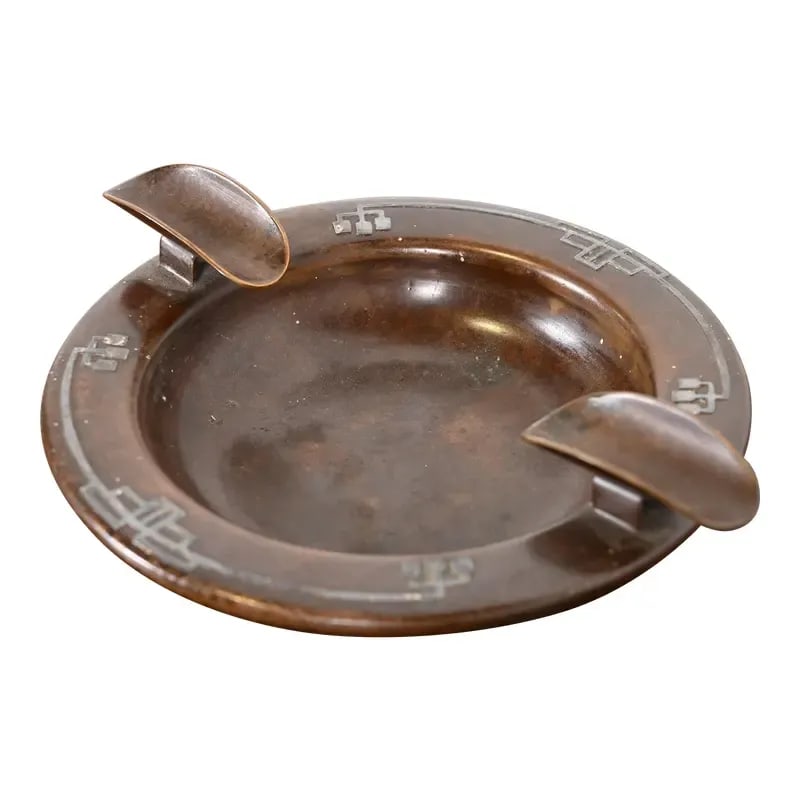 Heintz Arts & Crafts Sterling Silver on Bronze Ashtray (1 of 12)