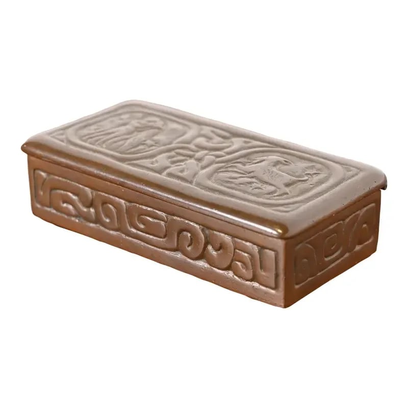 Tiffany Studios New York Zodiac Bronze Stamp Box (1 of 12)