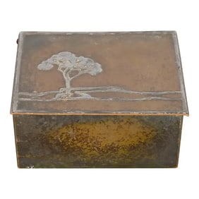 Heintz Arts & Crafts Sterling Silver on Bronze Humidor or Cigarette Box