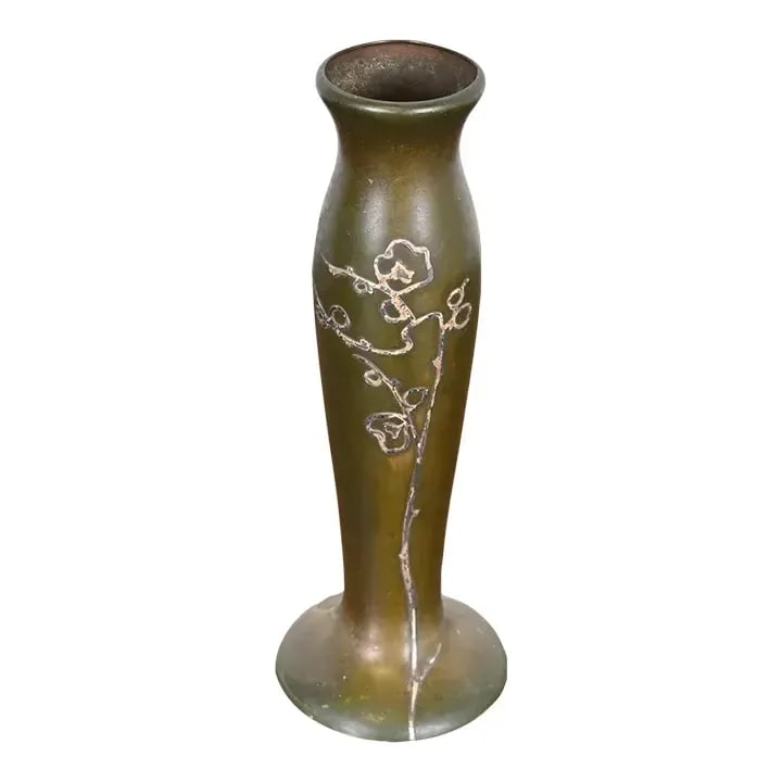Heintz Arts & Crafts Sterling Silver on Bronze Tall Vase (1 of 12)