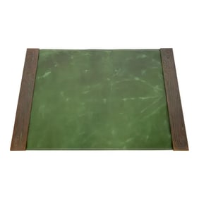 Tiffany Studios New York Chinese Pattern Bronze Blotter Ends With Leather Desk Blotter