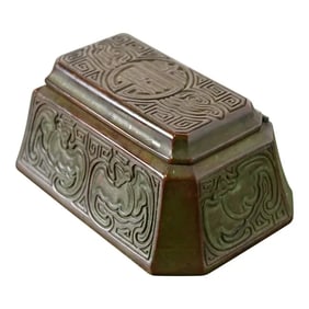 Tiffany Studios New York Chinese Pattern Bronze Stamp Box