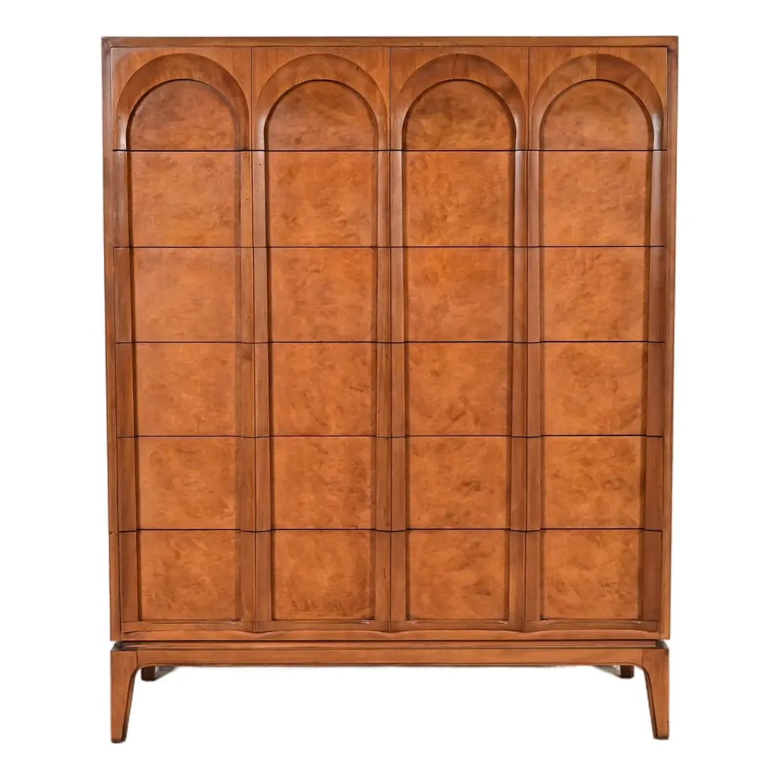 T. H. Robsjohn-Gibbings Style Cherry and Burl Wood Highboy Dresser by Thomasville, 1960s (1 of 12)