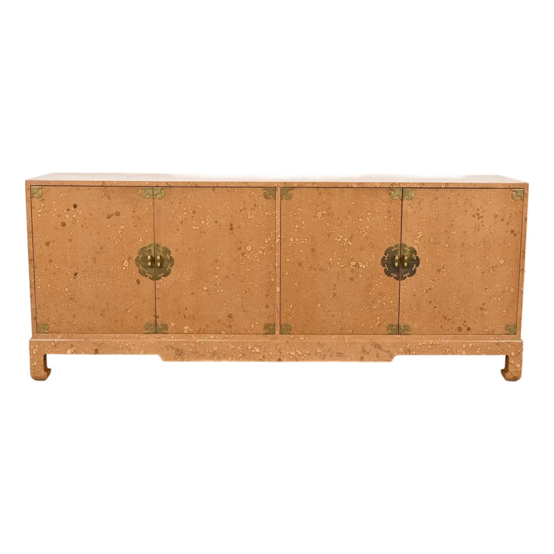 Baker Furniture Style Hollywood Regency Chinoiserie Faux Burl Wood Lacquered Sideboard Credenza (1 of 10)