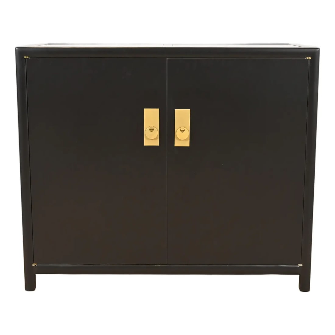Michael Taylor for Baker Hollywood Regency Black Lacquered Bar Cabinet, Newly Refinished (1 of 13)