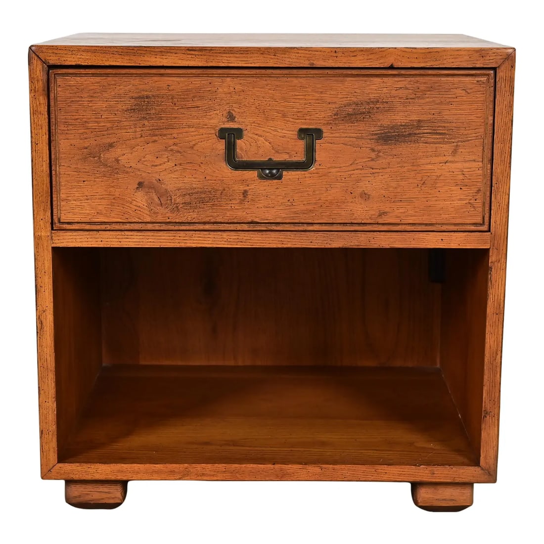 Henredon Mid-Century Modern Campaign Oak Nightstand, Circa 1970s (1 of 12)