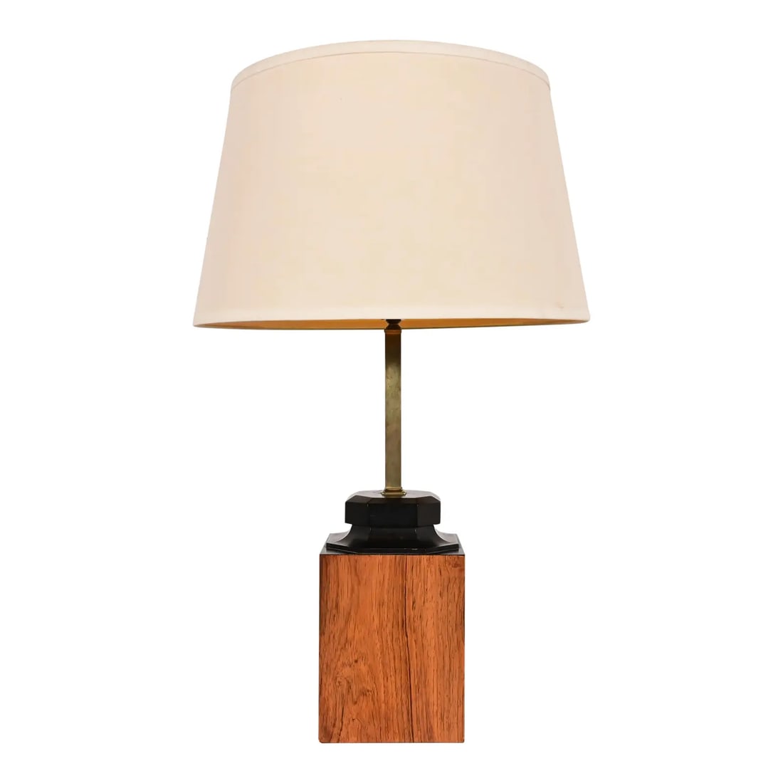 Milo Baughman Style Mid-Century Modern Teak and Brass Table Lamp, Circa 1960s (1 of 12)