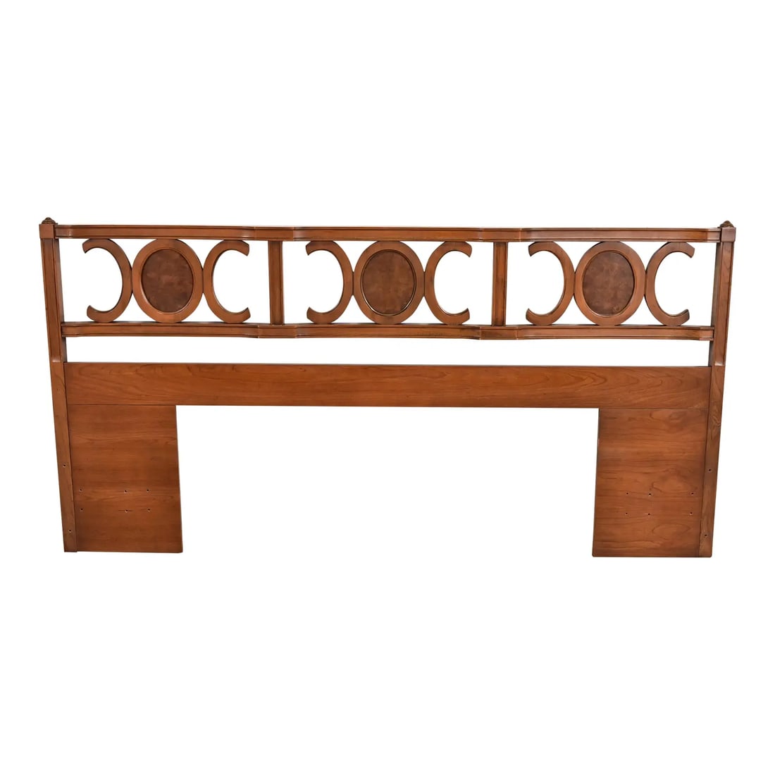 Henredon Style Mid-Century Hollywood Regency Cherry and Burl Wood King Size Headboard, 1960s (1 of 7)