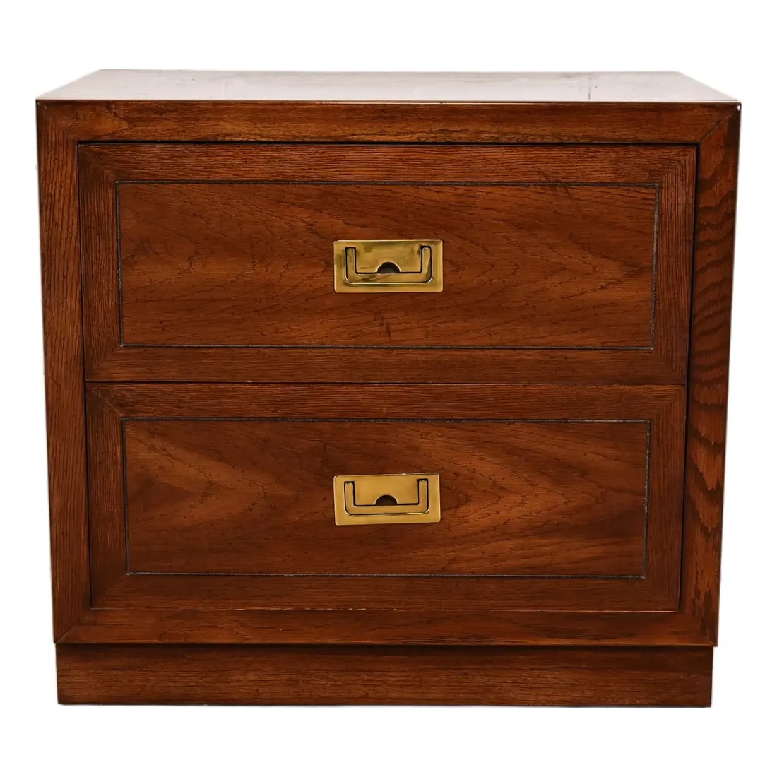 Henredon Style Mid-Century Modern Campaign Oak Nightstand, Circa 1970s (1 of 14)