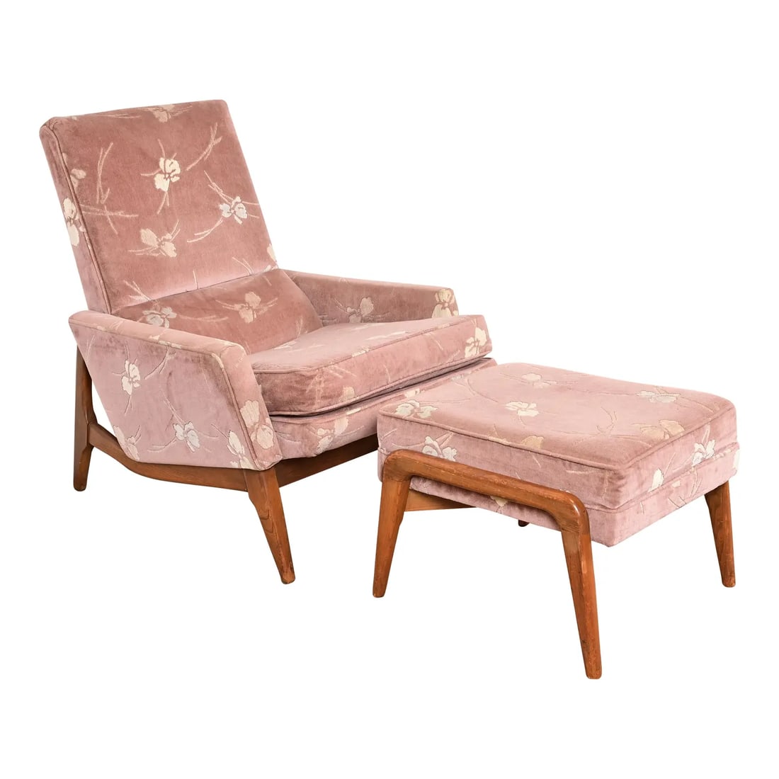 Lawrence Peabody for Richardson Nemschoff Mid-Century Modern Upholstered Lounge Chair With Ottoman (1 of 12)