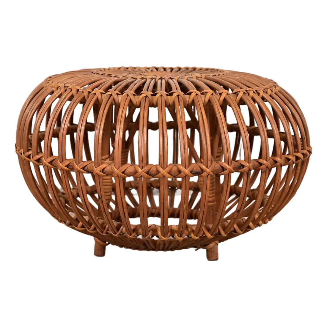 Franco Albini Mid-Century Organic Modern Italian Rattan Pouf Ottoman (1 of 10)
