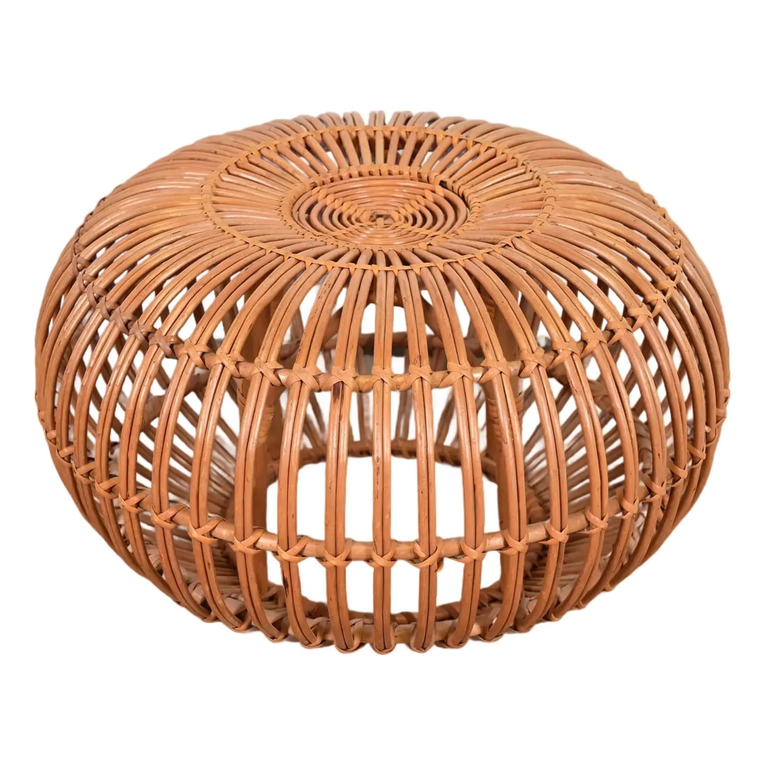 Franco Albini Mid-Century Organic Modern Italian Rattan Pouf Ottoman, 1950s (1 of 11)