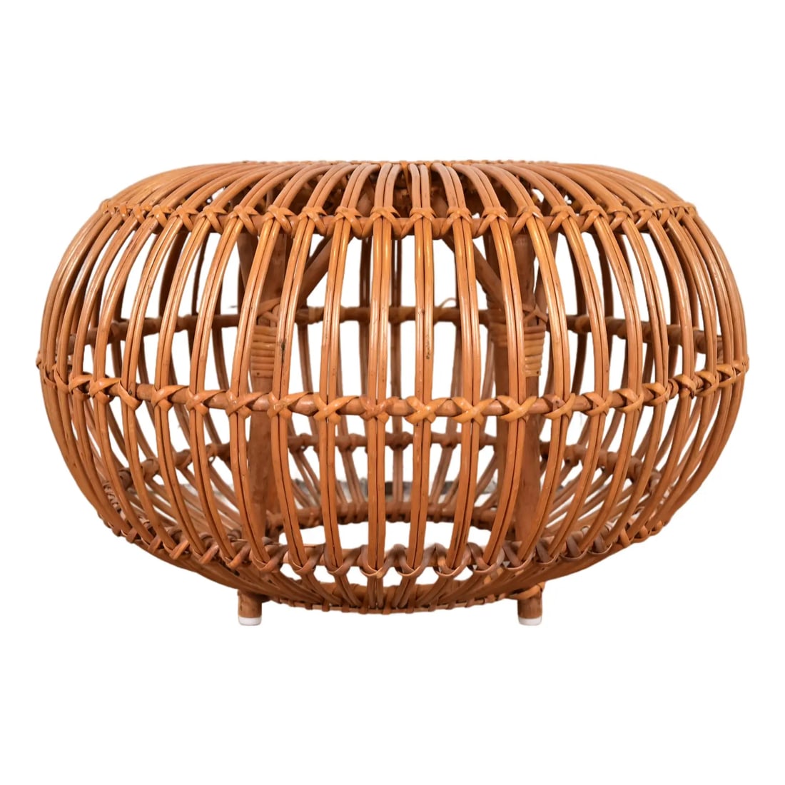 Franco Albini Mid-Century Organic Modern Italian Rattan Pouf Ottoman (1 of 9)