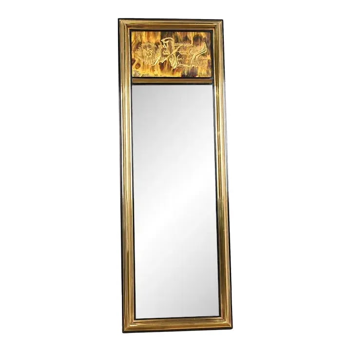 Bernhard Rohne for Mastercraft Acid Etched Brass Tall Wall Mirror, 1970s (1 of 11)
