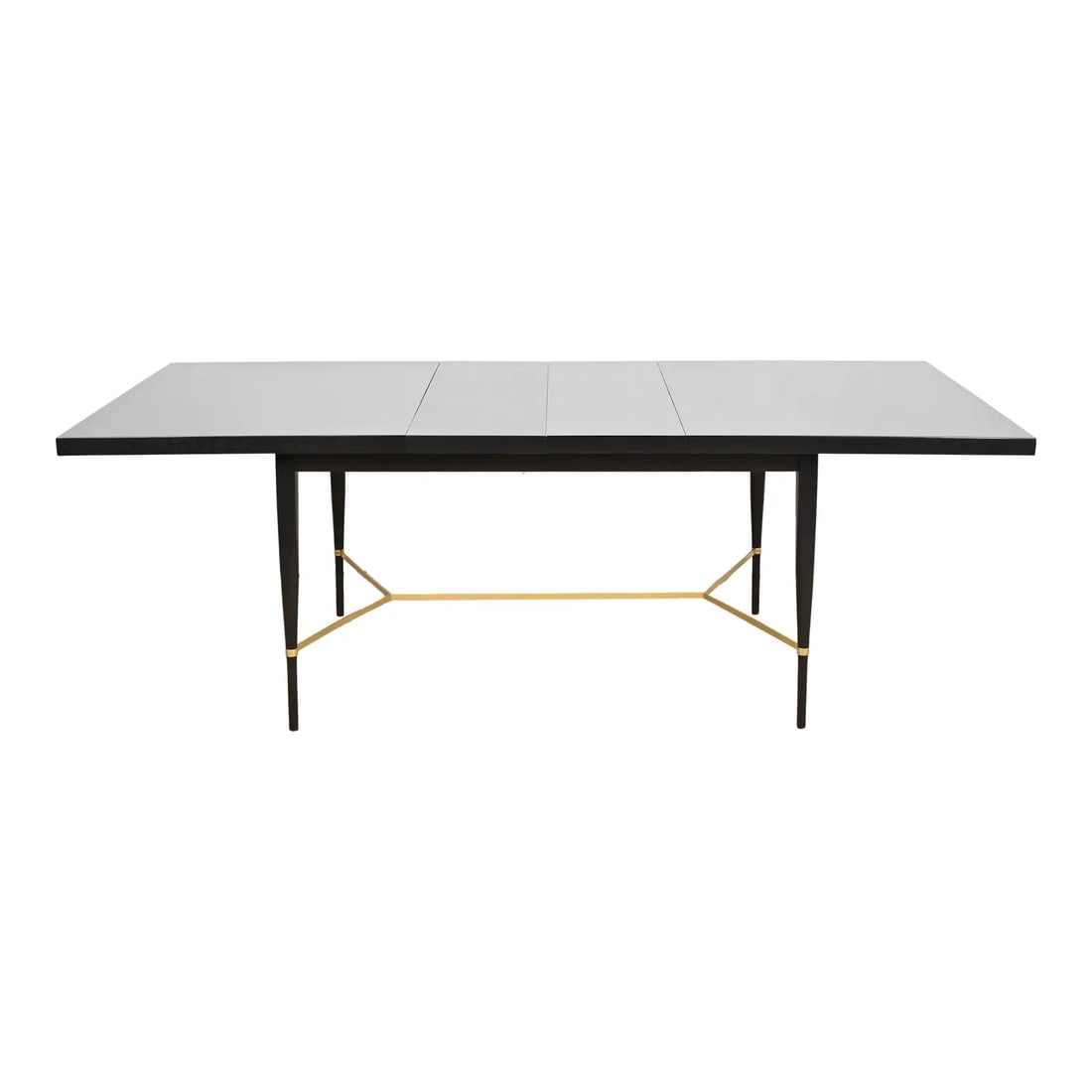 Paul McCobb for Directional Black Lacquer and Brass Extension Dining Table, Newly Refinished (1 of 12)