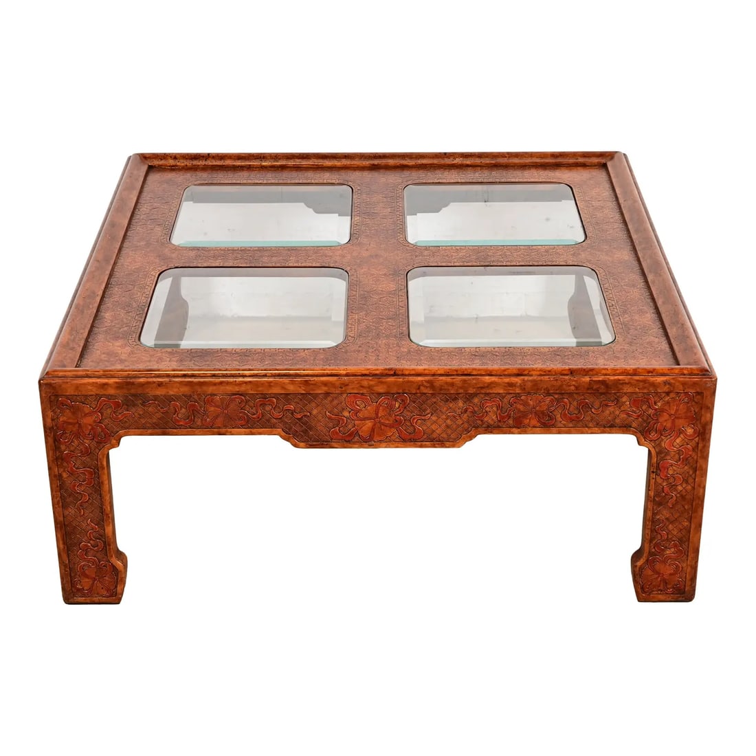 Mario Buatta for John Widdicomb Hollywood Regency Chinoiserie Faux Tortoise Shell Coffee Table (1 of 12)