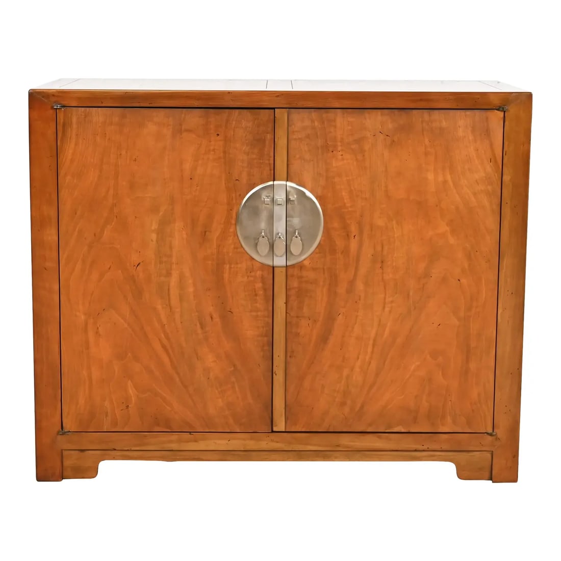 Michael Taylor for Baker Furniture Far East Collection Chinoiserie Burled Walnut Bar Cabinet, 1960s: An exceptional mid-century modern Hollywood Regency Chinoiserie compact credenza, sideboard buffet, or bar cabinet By Michael Taylor for Baker Furniture, "Far East Collection" USA, Circa 1960s Gorgeou
