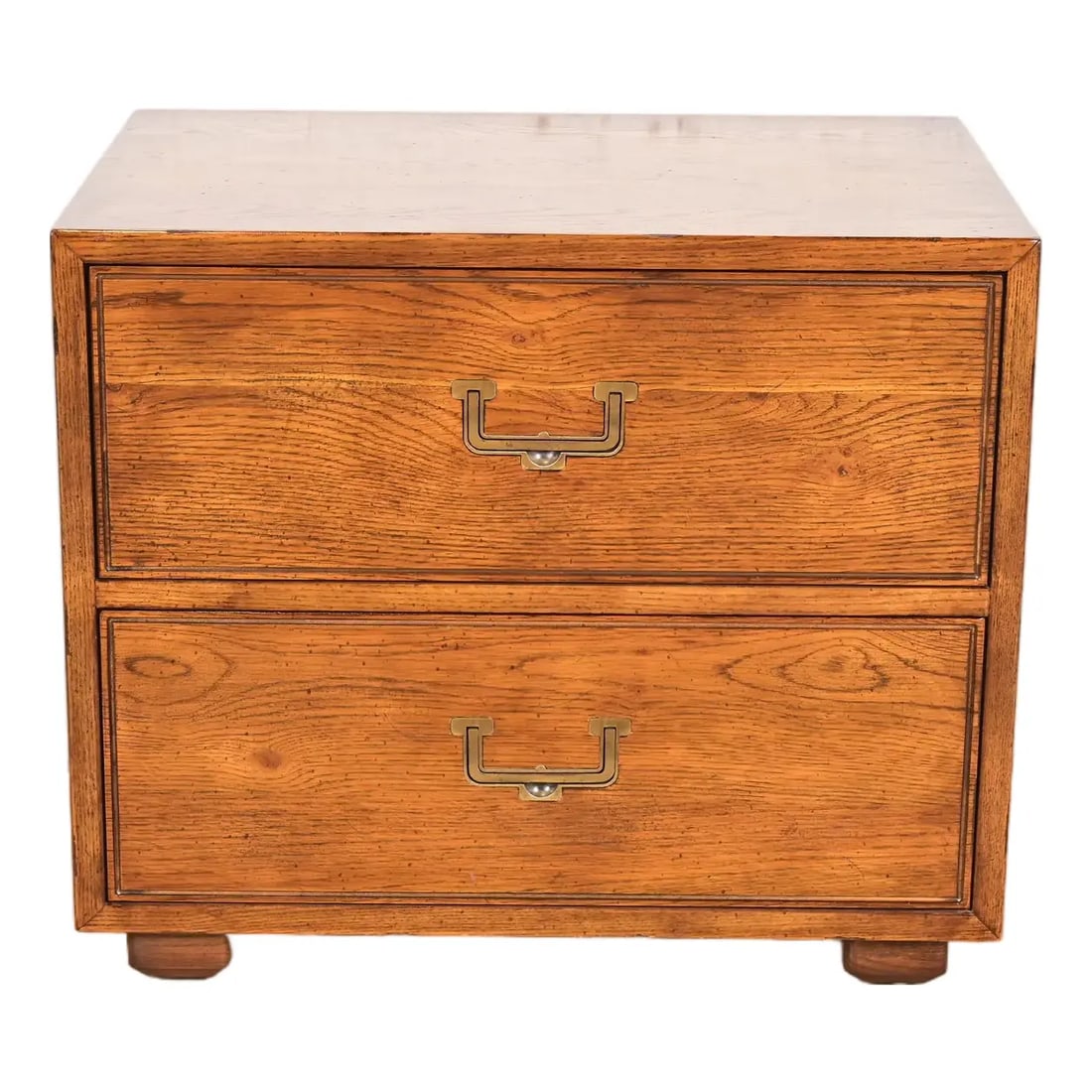 Henredon Mid-Century Modern Campaign Oak Nightstand, Circa 1970s (1 of 13)