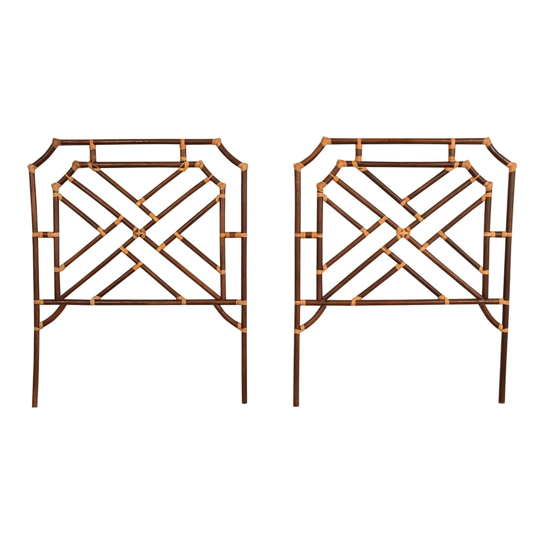 McGuire Style Organic Modern Bamboo Rattan Twin Headboards, Pair (1 of 10)