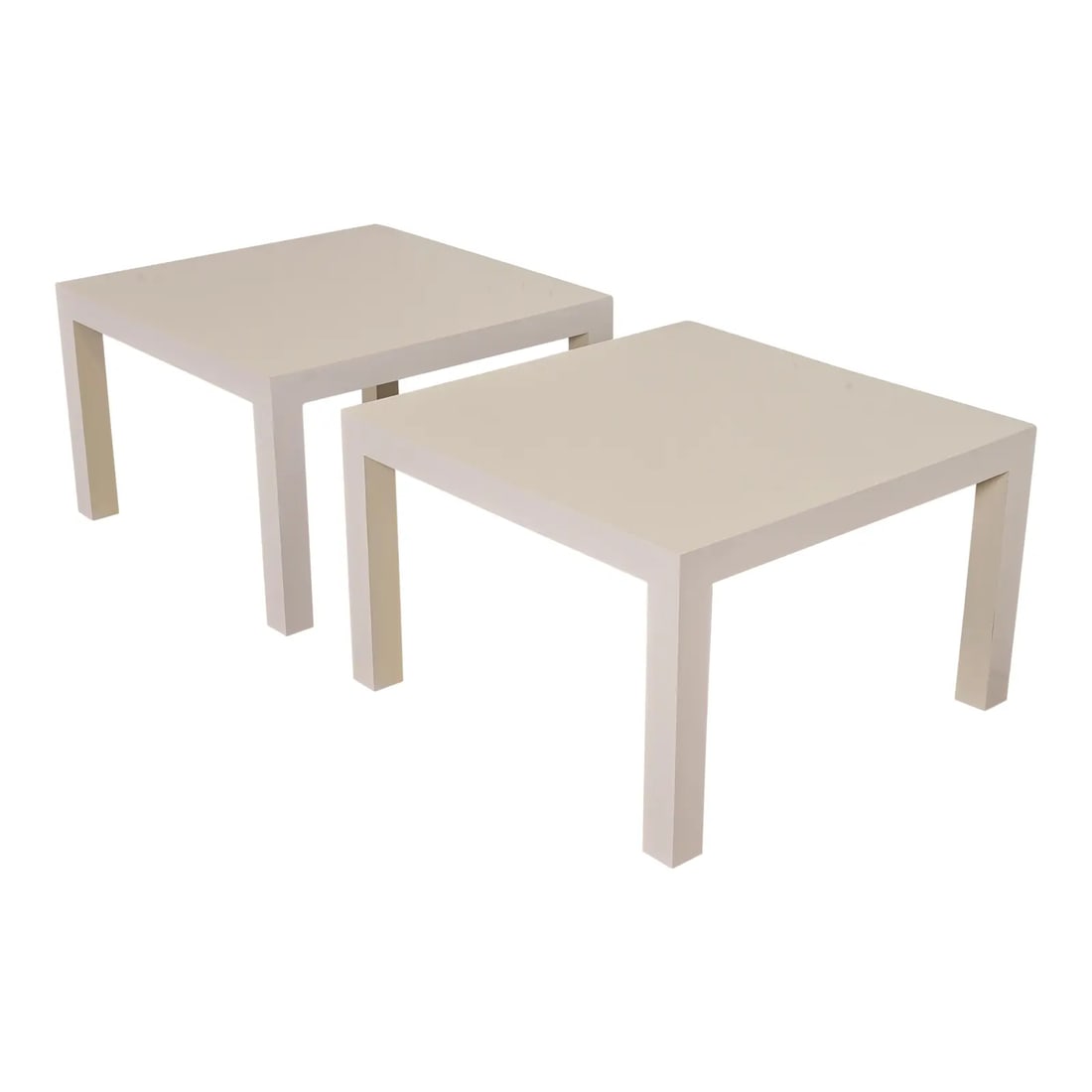 Milo Baughman for Thayer Coggin Mid-Century Modern White Parsons Side Tables, Pair (1 of 8)