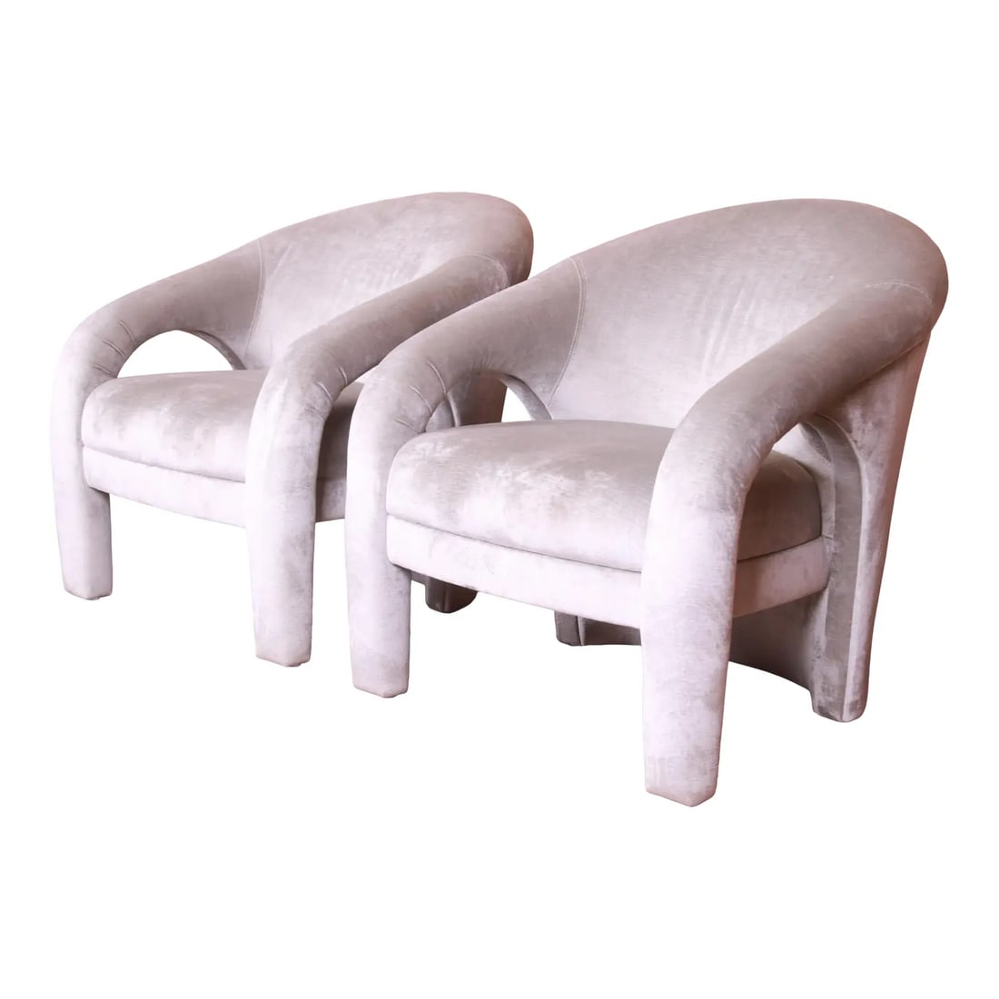 Vladimir Kagan for Weiman Sculptural Velvet Upholstered Lounge Chairs, Pair (1 of 13)