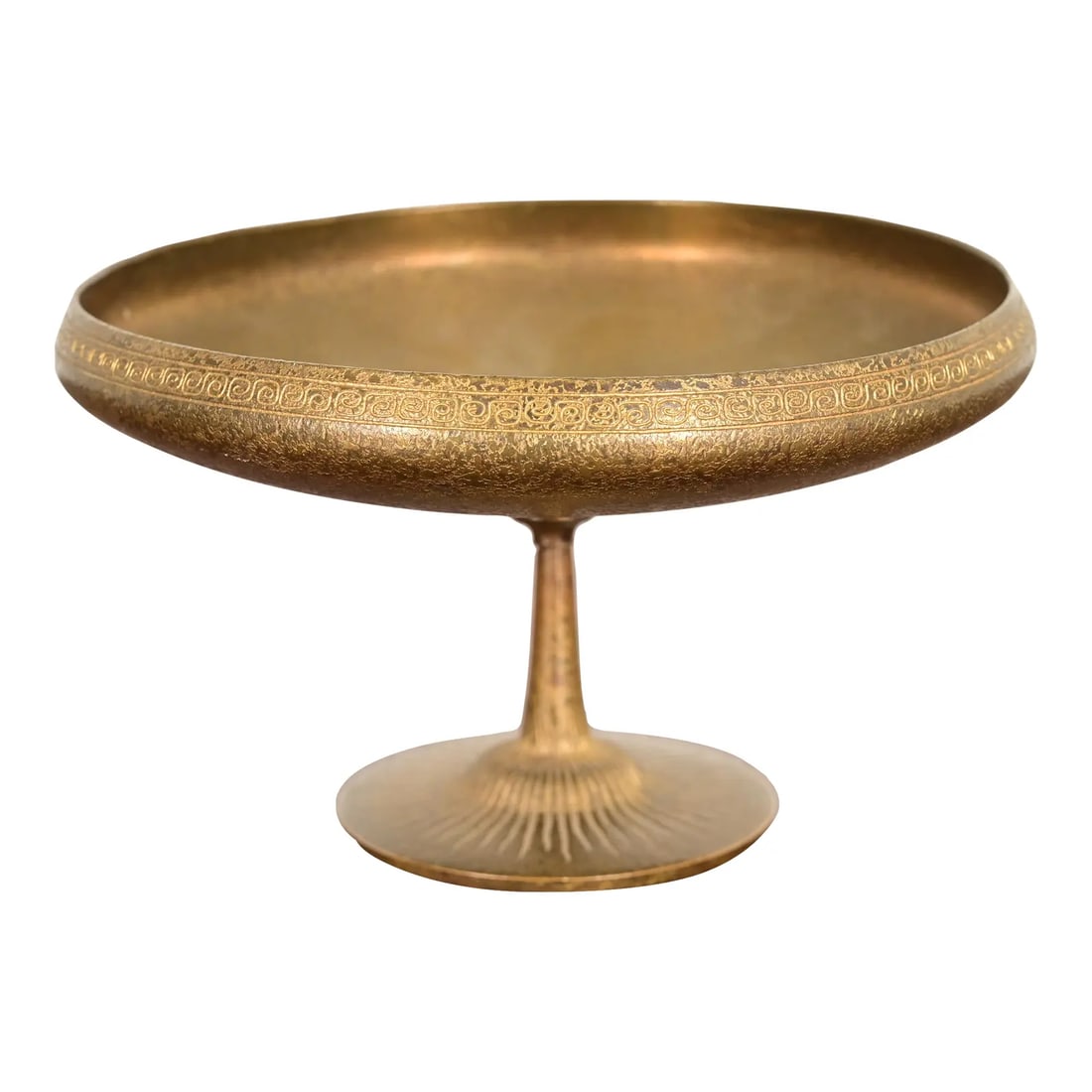 Tiffany Studios New York Bronze Doré Pedestal Bowl or Compote Dish With Greek Key Design (1 of 11)