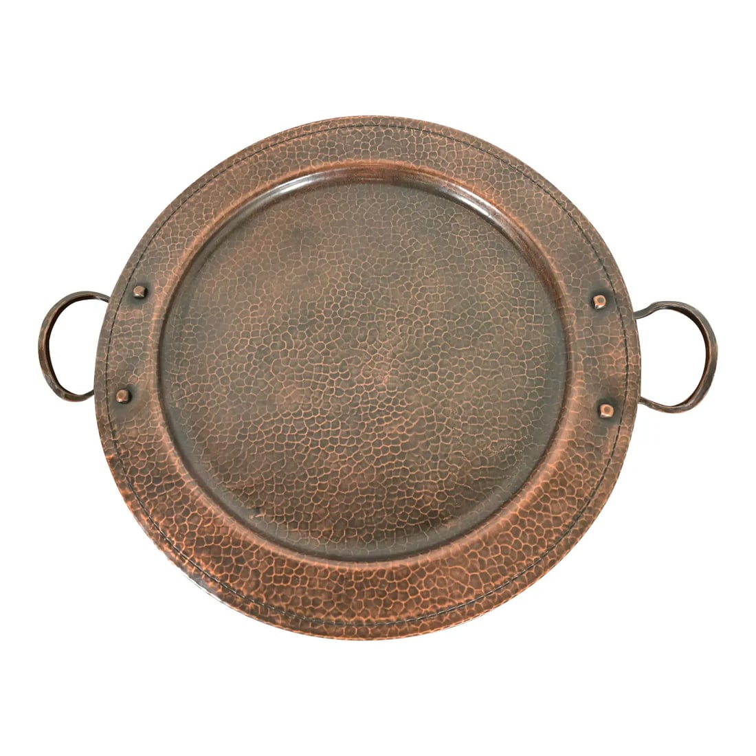 Roycroft Arts & Crafts Hammered Copper Handled Large Serving Tray, Circa 1920s (1 of 11)