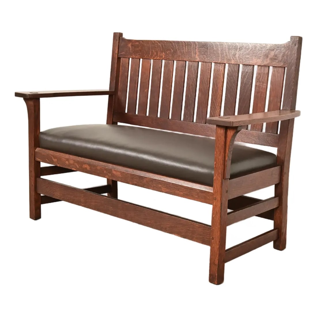 L. & J. G. Stickley Antique Mission Oak Arts & Crafts Bench or Settle Sofa, Circa 1910 (1 of 10)