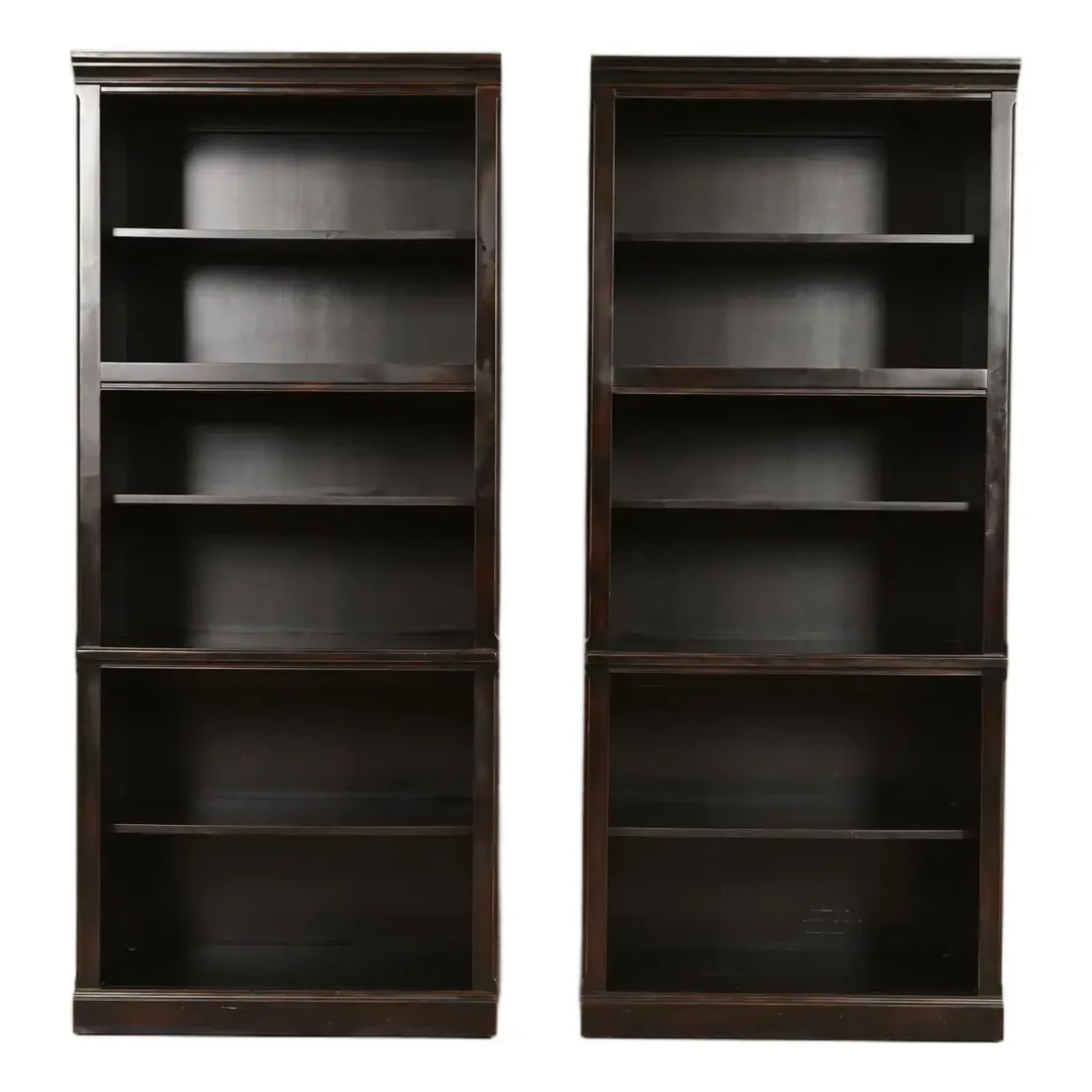 Ethan Allen Arts & Crafts Shaker Dark Cherry Wood Tall Bookcases, Pair (1 of 12)