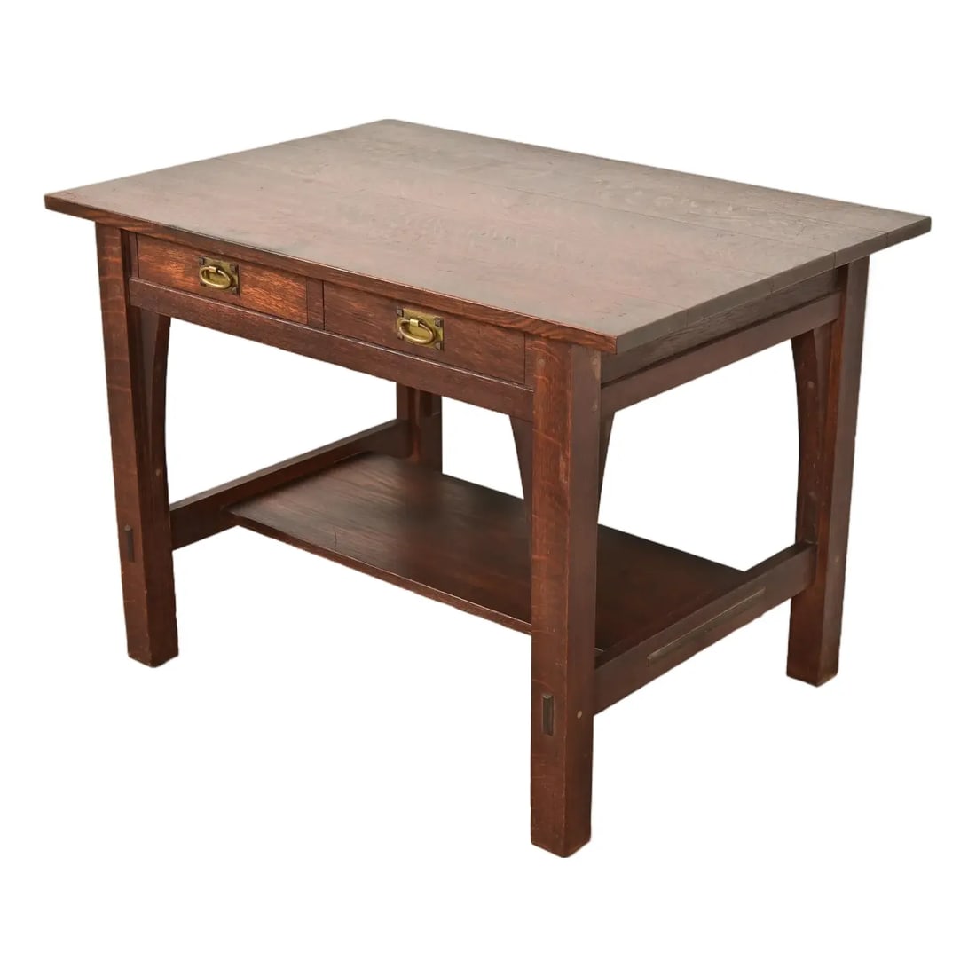 Gustav Stickley Mission Oak Arts & Crafts Writing Desk or Library Table, Circa 1910 (1 of 14)