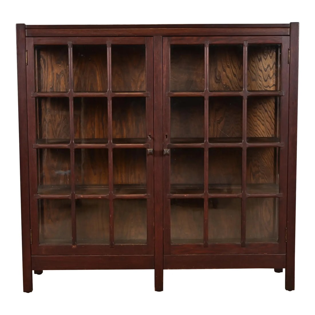 Stickley Brothers Style Antique Mission Oak Arts & Crafts Glass Front Bookcase Cabinet, Circa 1900 (1 of 10)