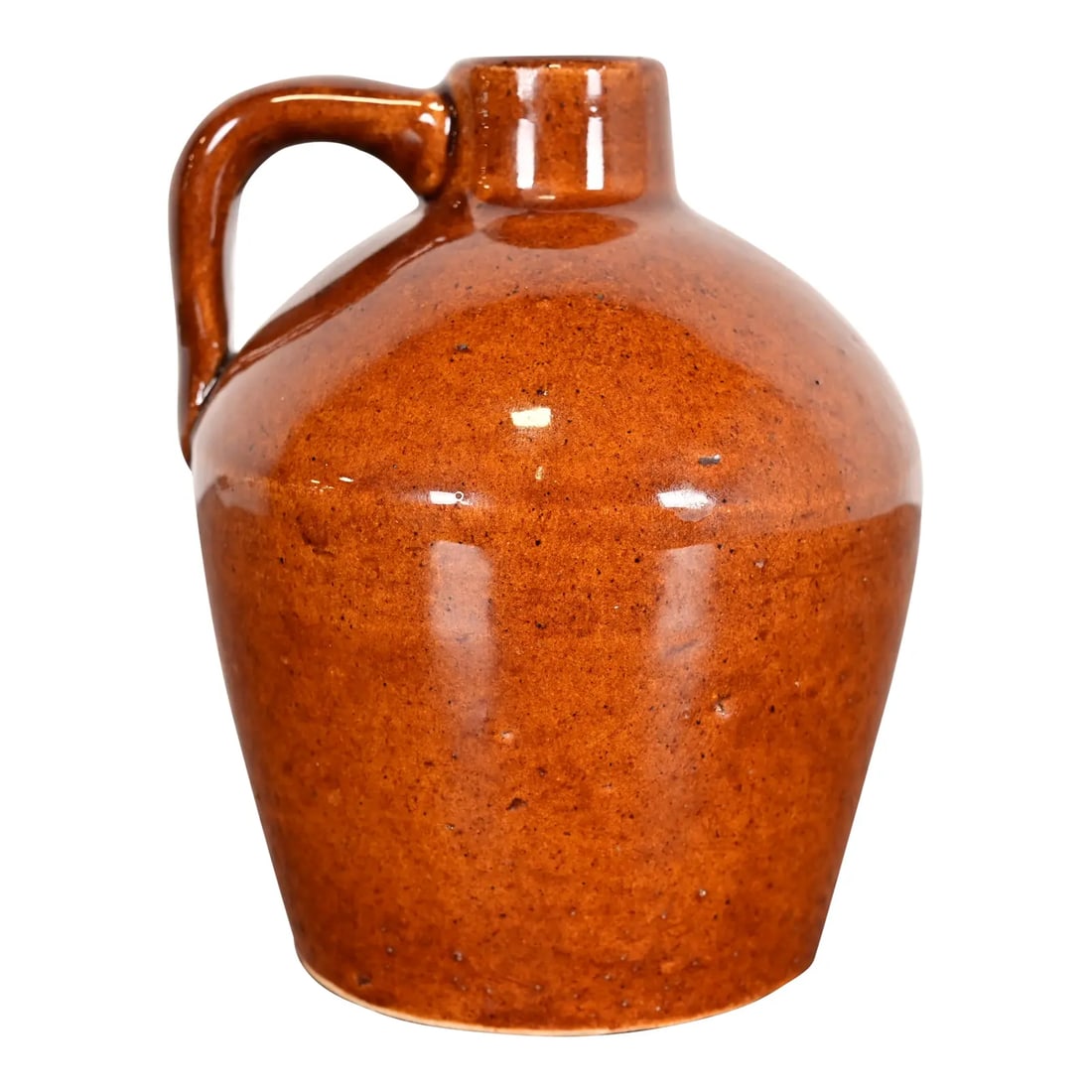 Roycroft Pottery Antique Arts & Crafts Glazed Ceramic Jug, Circa 1920s: A gorgeous antique Arts & Crafts glazed ceramic art pottery handled jug or crock By Roycroft Pottery USA, Circa 1920s Measures: 4.75"W x 4.75"D x 5.25"H. Very good original vintage condition. Pairs ni