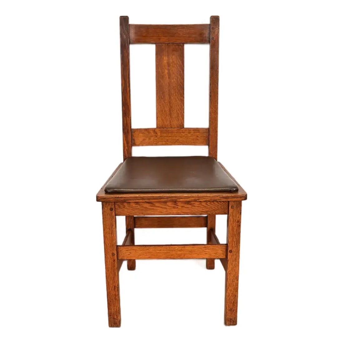 Limbert Antique Mission Oak Arts & Crafts T-Back Side Chair or Dining Chair, Circa 1910 (1 of 12)